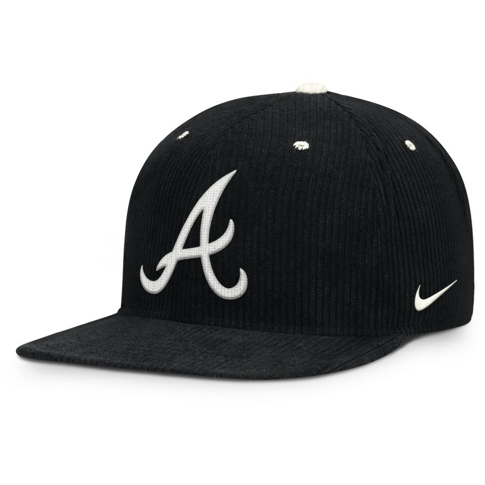 Atlanta Braves Pro Corduroy Structured Snapback Hat Black | Nike