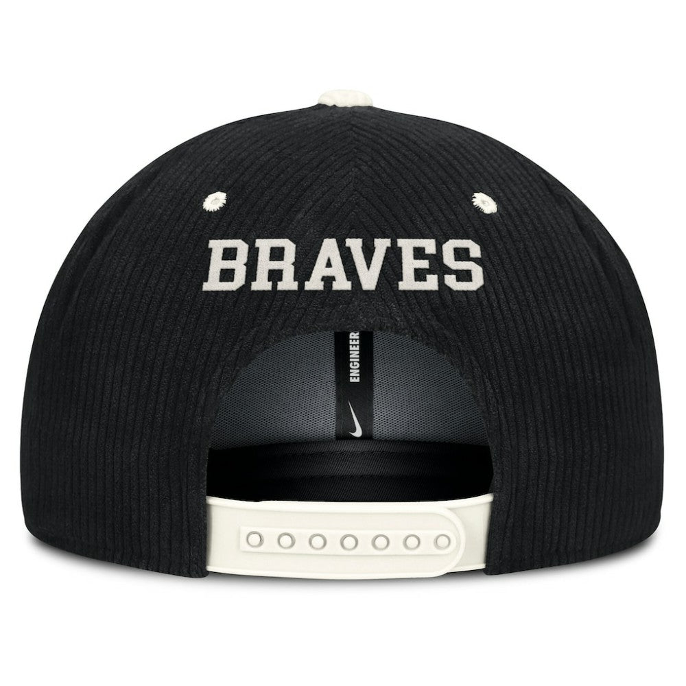 Atlanta Braves Pro Corduroy Structured Snapback Hat Black | Nike