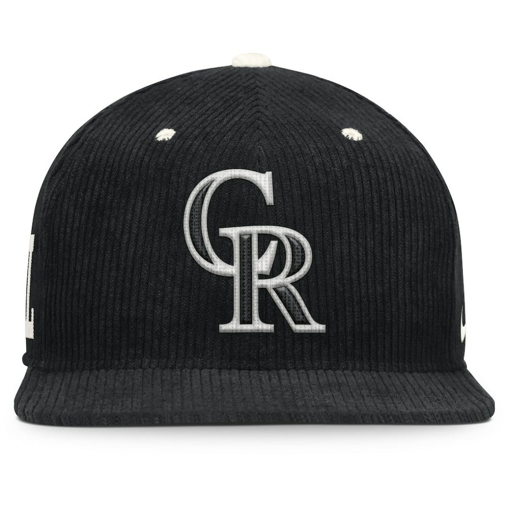 Colorado Rockies Pro Corduroy Structured Snapback Hat Black | Nike