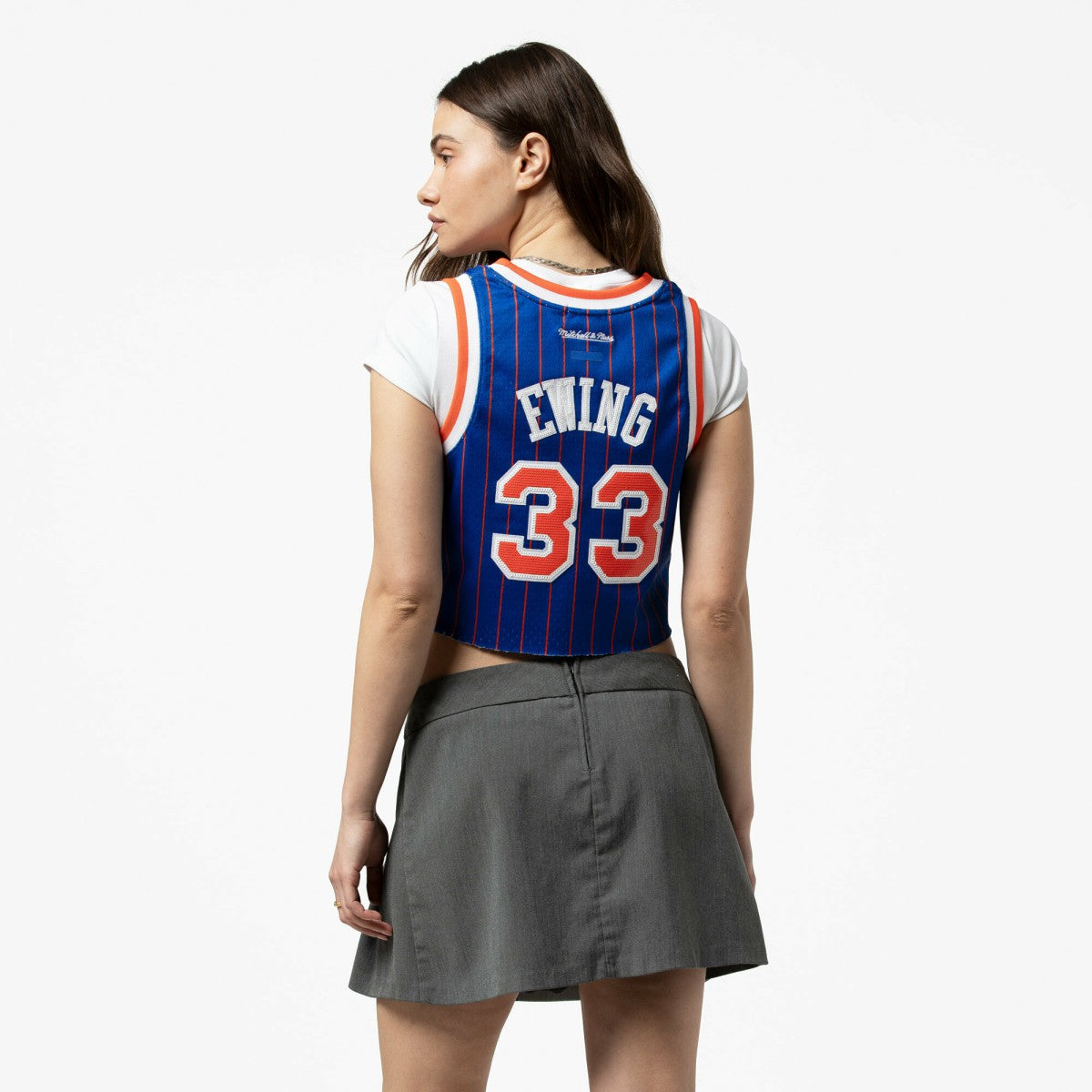 Patrick Ewing New York Knicks x DANNIJO Women's Fashion Cropped Basketball Jersey - Royal