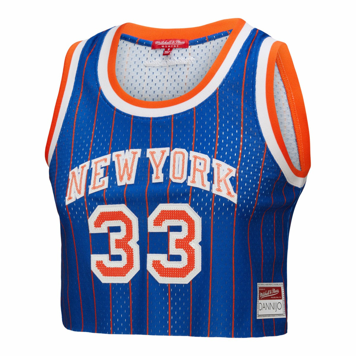 Patrick Ewing New York Knicks x DANNIJO Women's Fashion Cropped Basketball Jersey - Royal