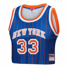 Patrick Ewing New York Knicks x DANNIJO Women's Fashion Cropped Basketball Jersey - Royal