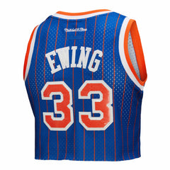 Patrick Ewing New York Knicks x DANNIJO Women's Fashion Cropped Basketball Jersey - Royal