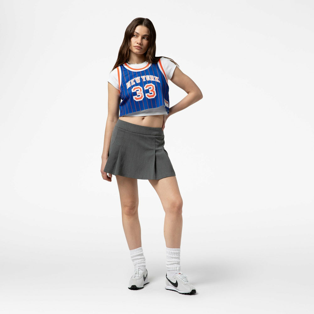 Patrick Ewing New York Knicks x DANNIJO Women's Fashion Cropped Basketball Jersey - Royal
