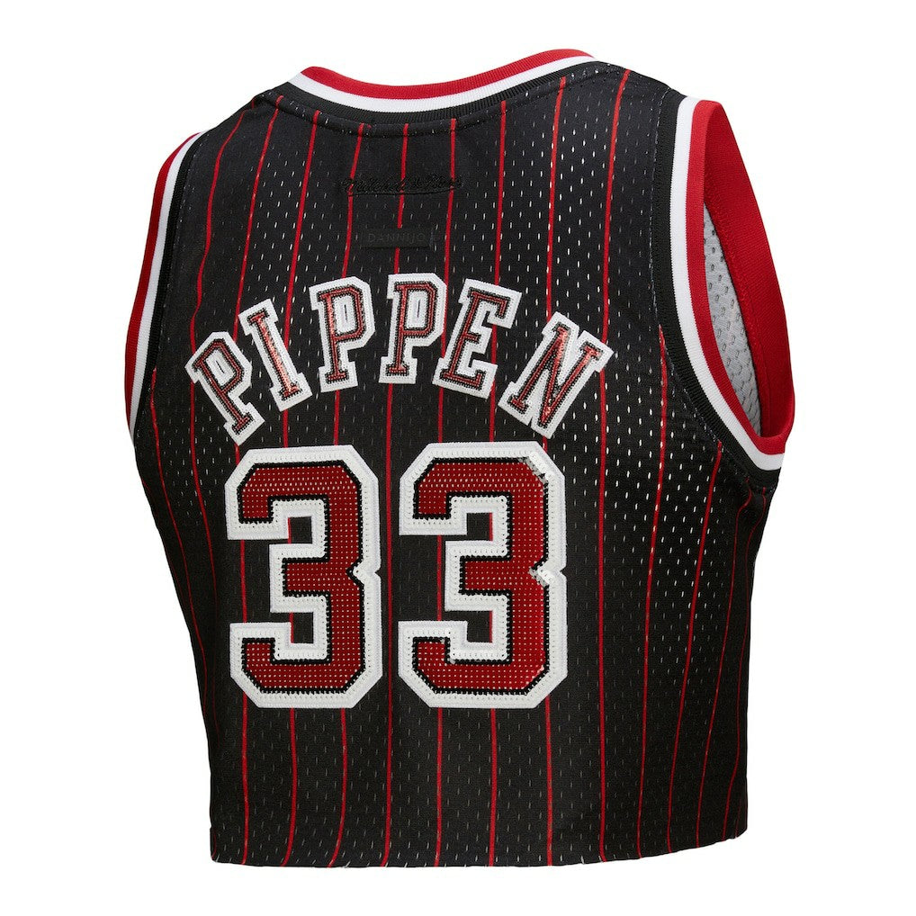 Scottie Pippen Chicago Bulls x DANNIJO Women's Fashion Cropped Basketball Jersey sale - Black