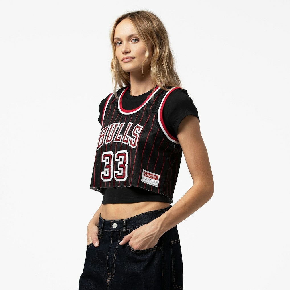 Scottie Pippen Chicago Bulls x DANNIJO Women's Fashion Cropped Basketball Jersey sale - Black