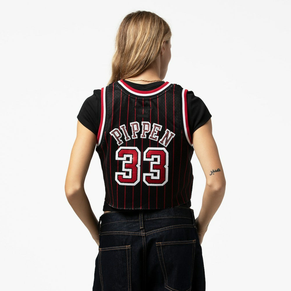 Scottie Pippen Chicago Bulls x DANNIJO Women's Fashion Cropped Basketball Jersey sale - Black