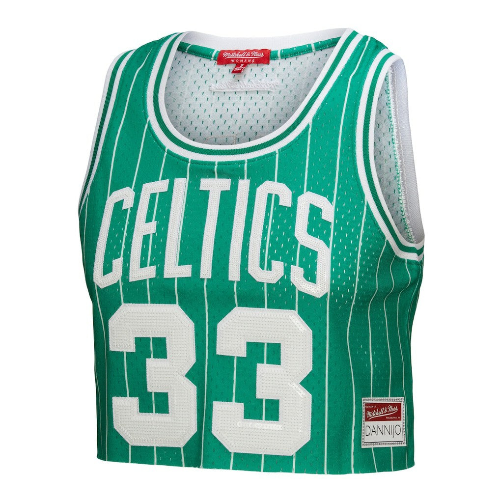 Larry Bird Boston Celtics x DANNIJO Women's Fashion Cropped Basketball Jersey - Kelly Green