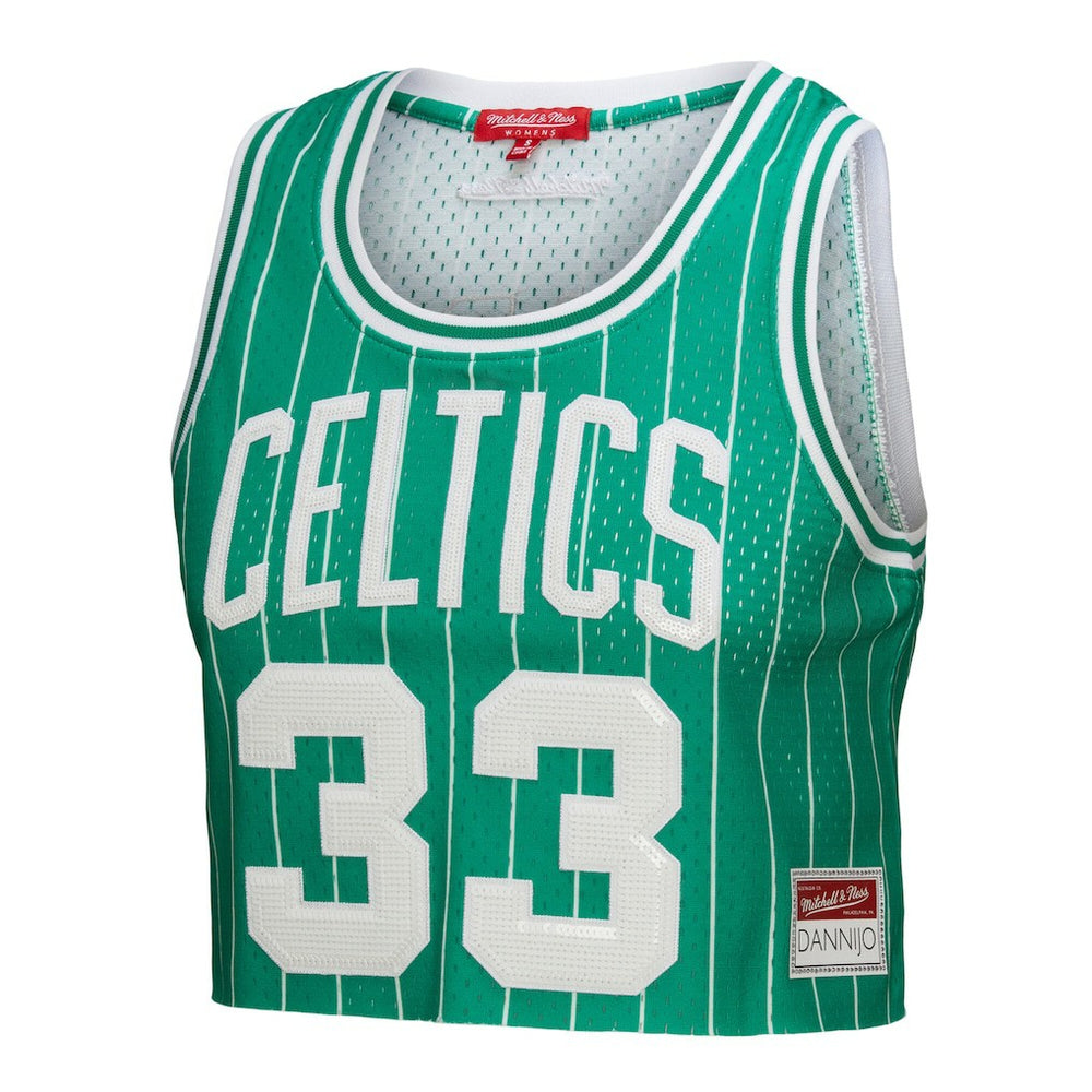 Larry Bird Boston Celtics x DANNIJO Women's Fashion Cropped Basketball Jersey - Kelly Green