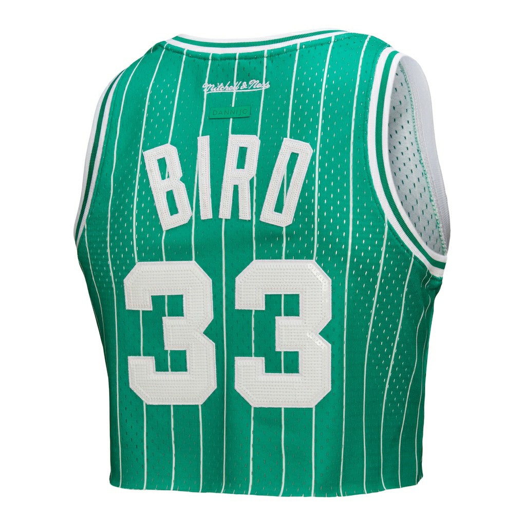 Larry Bird Boston Celtics x DANNIJO Women's Fashion Cropped Basketball Jersey - Kelly Green