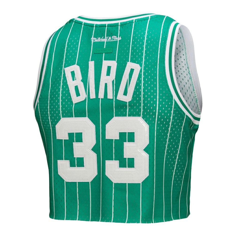 Larry Bird Boston Celtics x DANNIJO Women's Fashion Cropped Basketball Jersey - Kelly Green