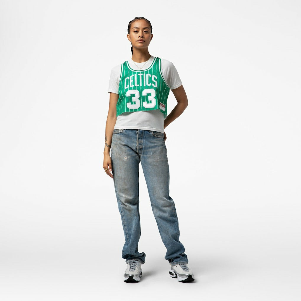Larry Bird Boston Celtics x DANNIJO Women's Fashion Cropped Basketball Jersey - Kelly Green