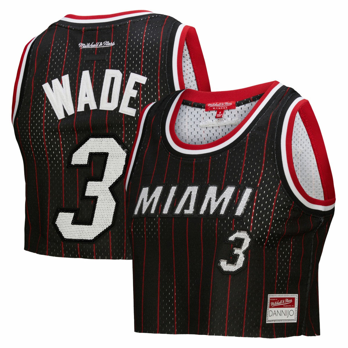 Dwyane Wade Miami Heat x DANNIJO Women's Fashion Cropped Basketball Jersey - Black