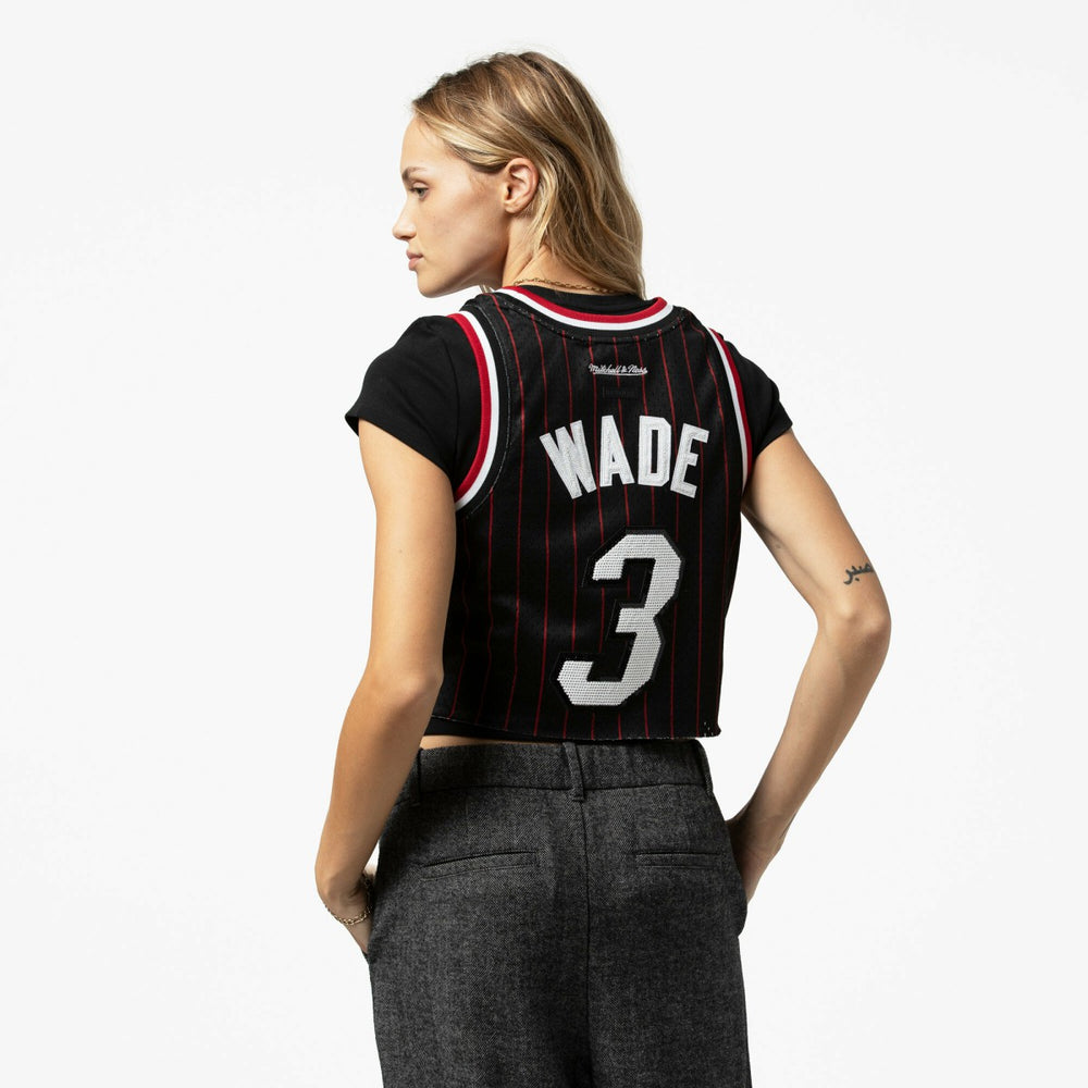 Dwyane Wade Miami Heat x DANNIJO Women's Fashion Cropped Basketball Jersey - Black
