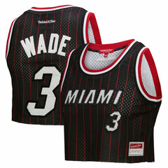 Dwyane Wade Miami Heat x DANNIJO Women's Fashion Cropped Basketball Jersey - Black