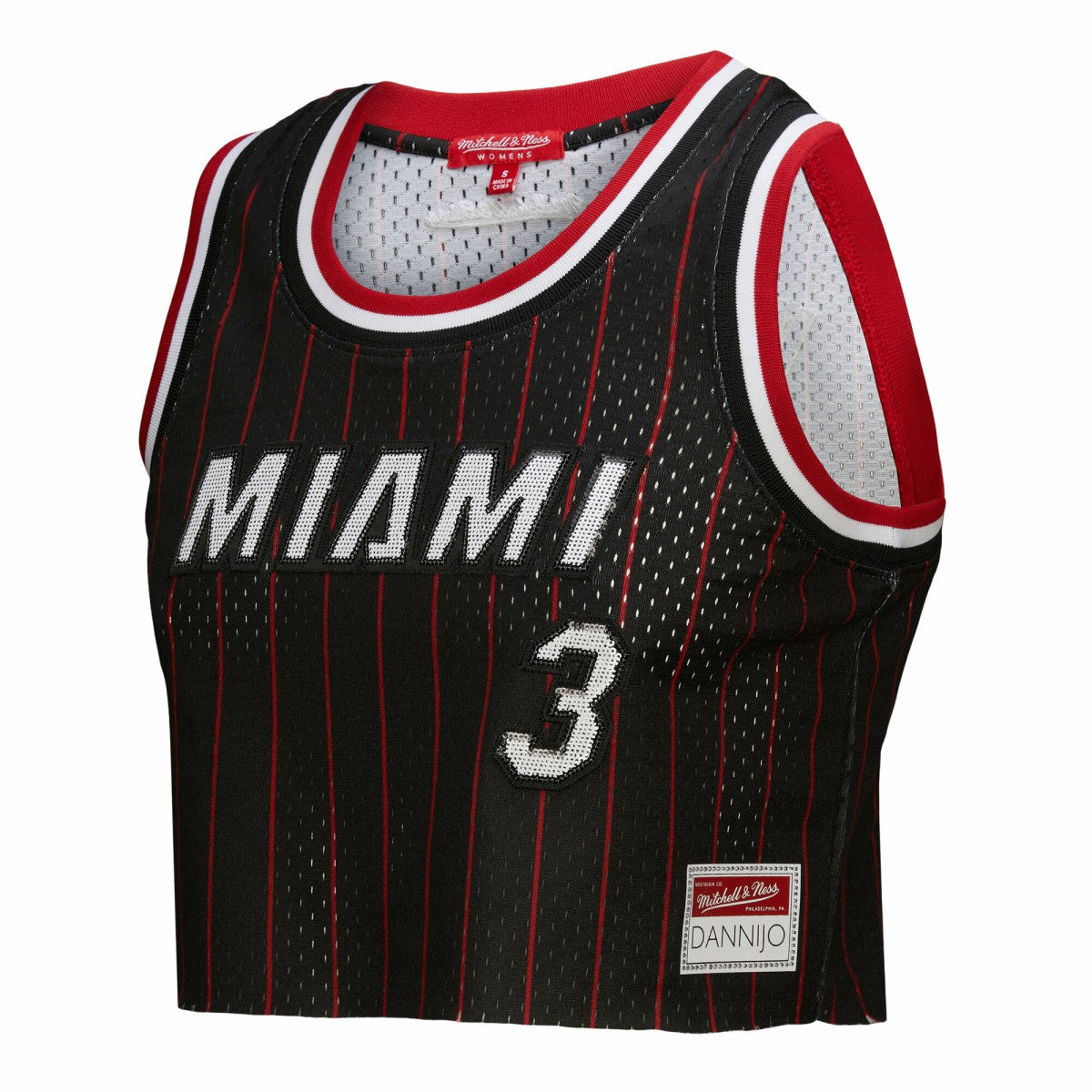 Dwyane Wade Miami Heat x DANNIJO Women's Fashion Cropped Basketball Jersey - Black