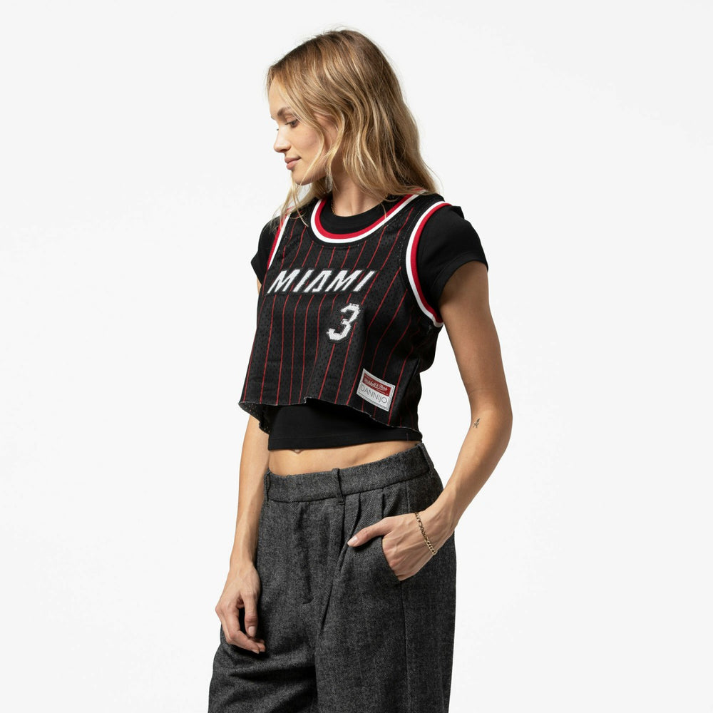 Dwyane Wade Miami Heat x DANNIJO Women's Fashion Cropped Basketball Jersey - Black
