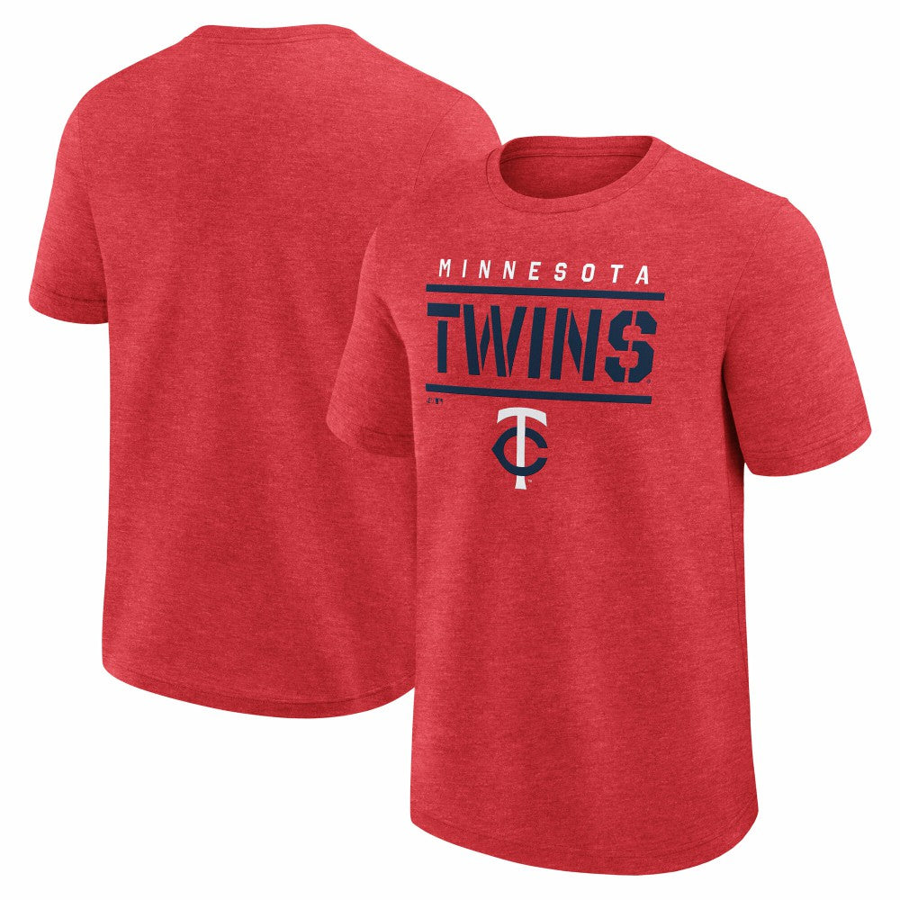 Minnesota Twins Logo Athletic Top Notch T-Shirt Heather Red