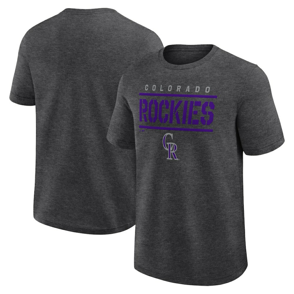 Colorado Rockies Logo Athletic Top Notch T-Shirt Heather Charcoal