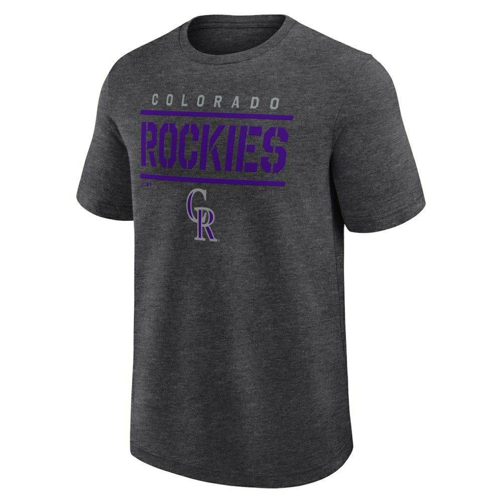 Colorado Rockies Logo Athletic Top Notch T-Shirt Heather Charcoal