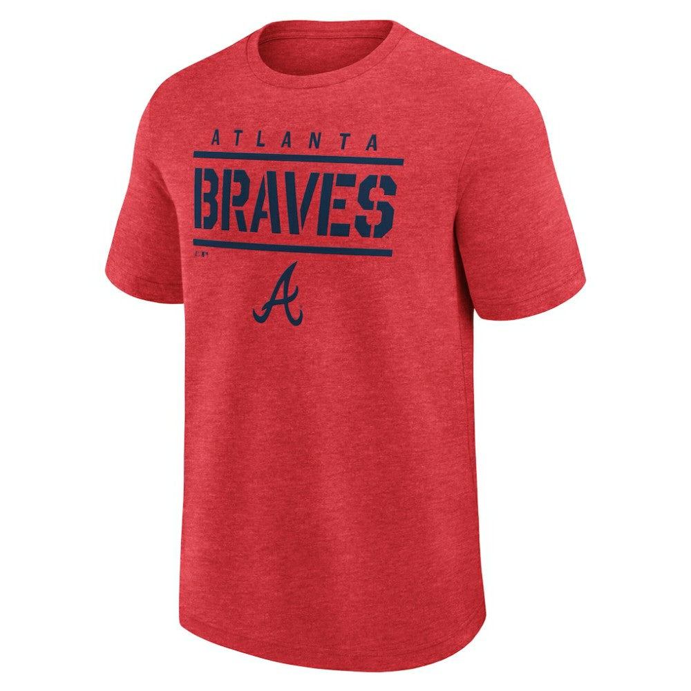 Atlanta Braves Logo Athletic Top Notch T-Shirt Heather Red