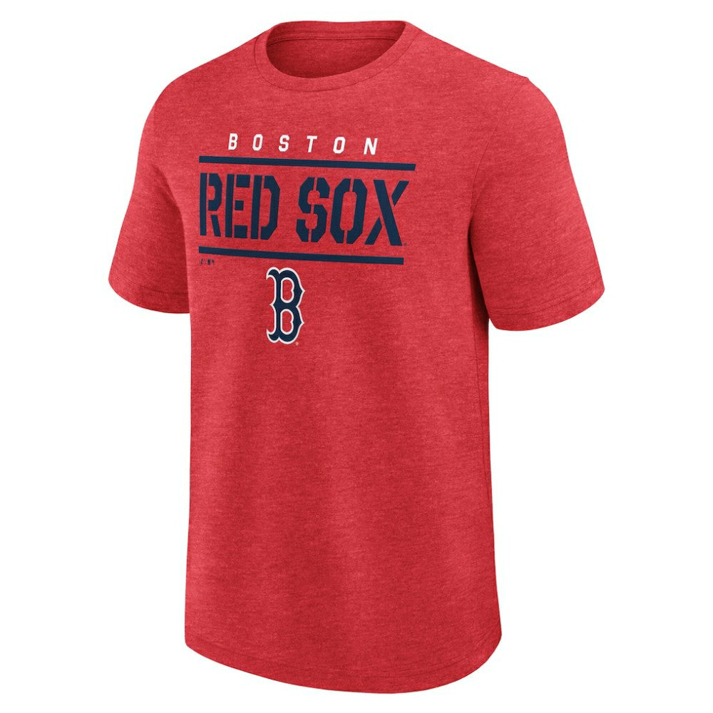 Boston Red Sox Logo Athletic Top Notch T-Shirt Heather Red