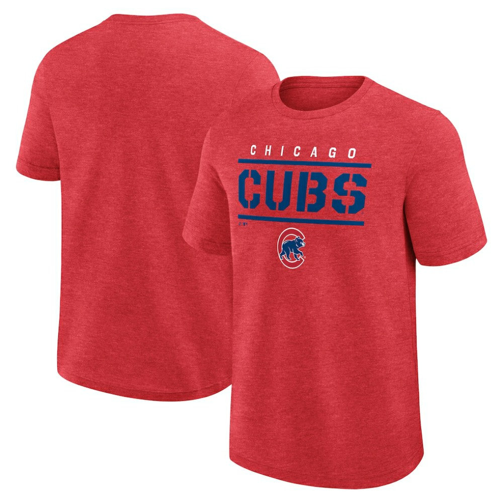 Chicago Cubs Logo Athletic Top Notch T-Shirt Heather Red