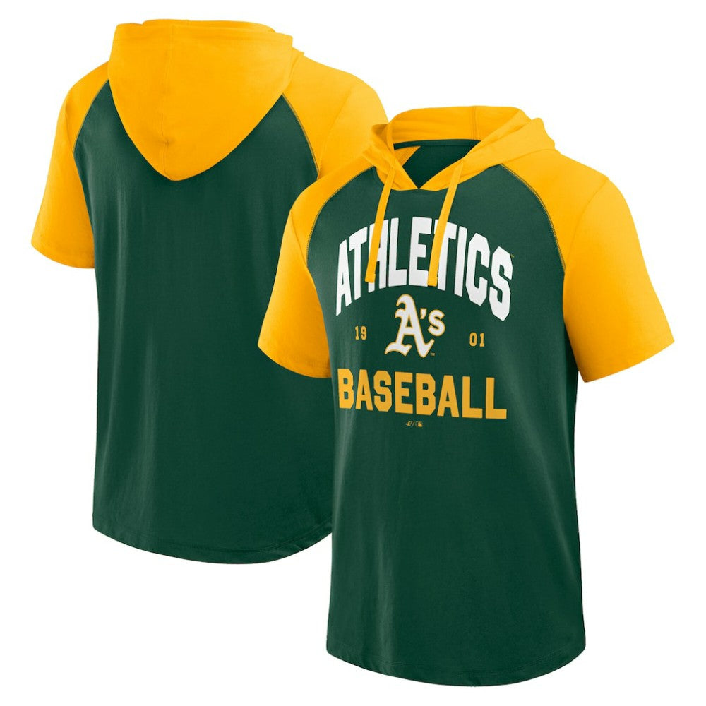 Athletics Logo Athletic Prime Raglan Short Sleeve Hoodie T-Shirt Green
