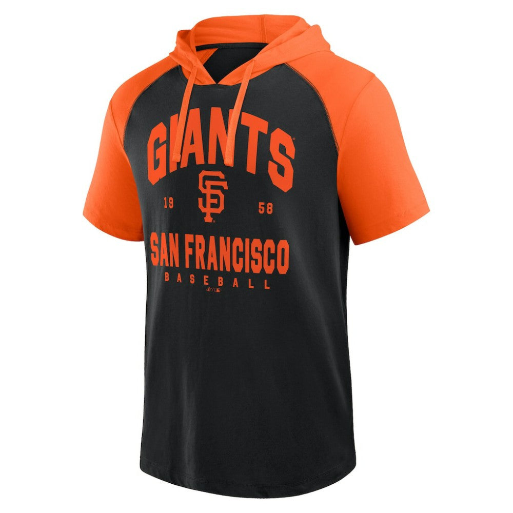 San Francisco Giants Logo Athletic Prime Raglan Short Sleeve Hoodie T-Shirt Black