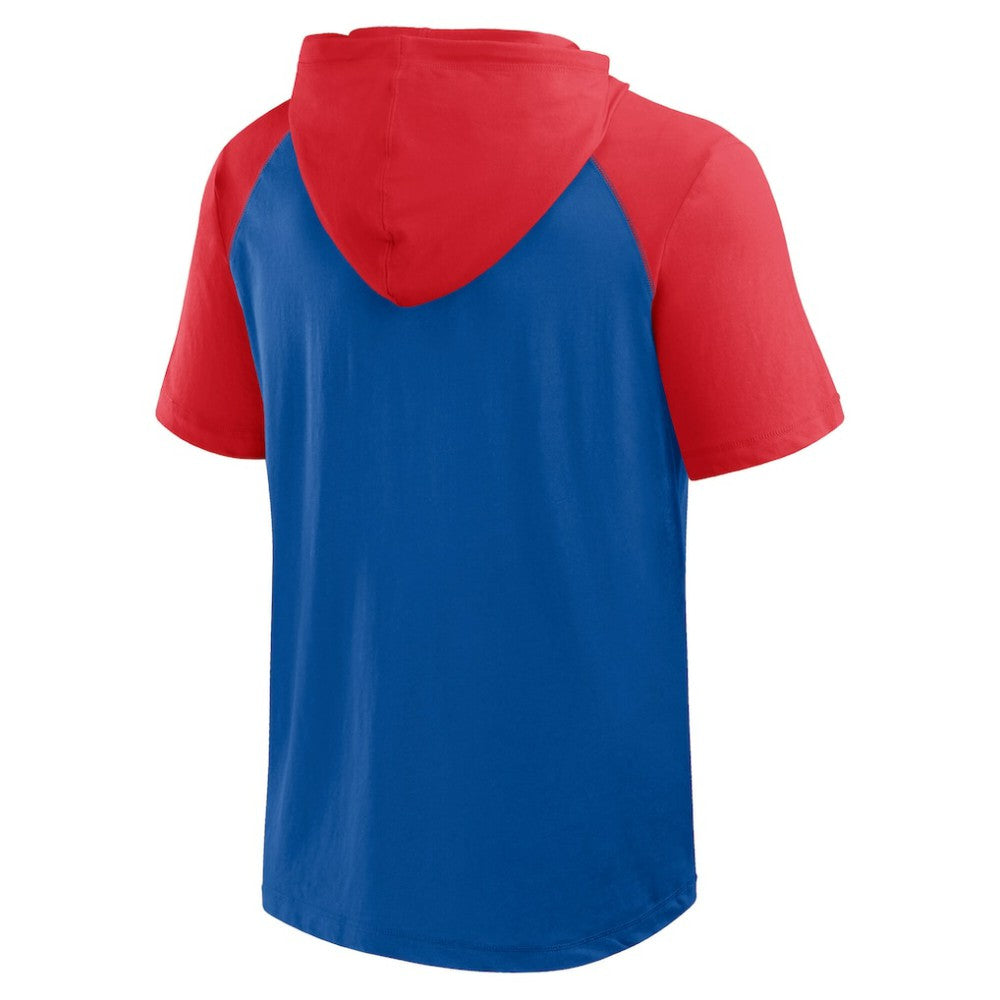 Chicago Cubs Logo Athletic Prime Raglan Short Sleeve Hoodie T-Shirt Royal