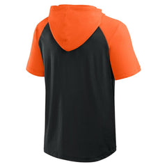 Baltimore Orioles Logo Athletic Prime Raglan Short Sleeve Hoodie T-Shirt Black