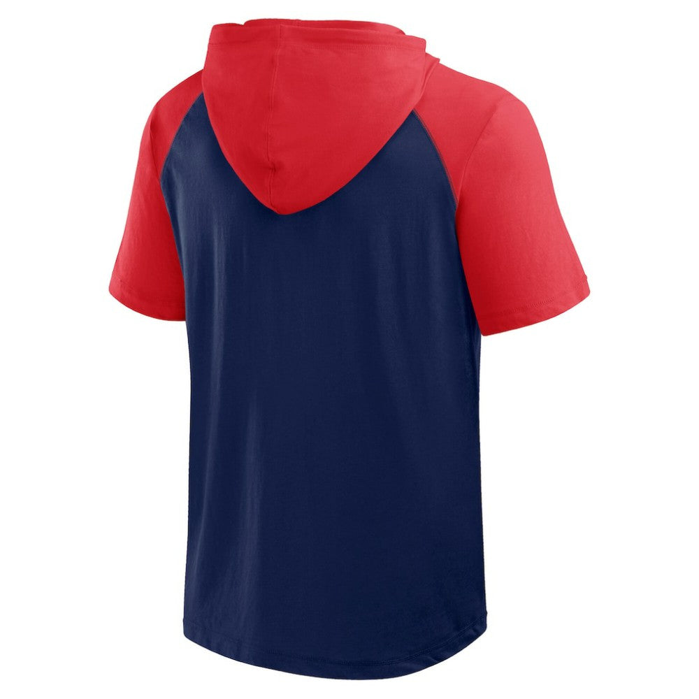 Atlanta Braves Logo Athletic Prime Raglan Short Sleeve Hoodie T-Shirt Navy