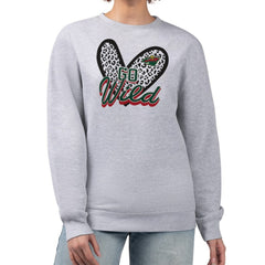 Minnesota Wild G-III 4Her by Carl Banks Women's Animal Print Heart Fleece Pullover Sweatshirt Heather Gray