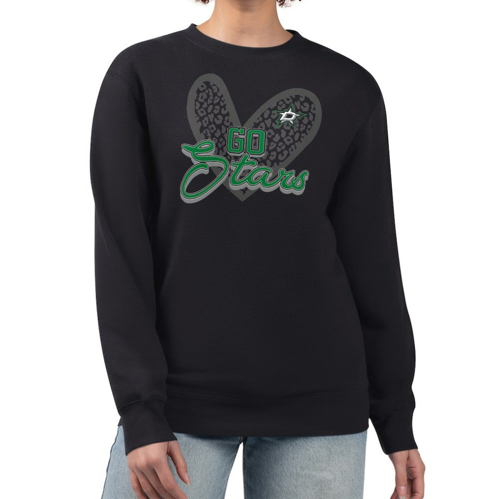Dallas Stars G-III 4Her by Carl Banks Women's Animal Print Heart Fleece Pullover Sweatshirt Black