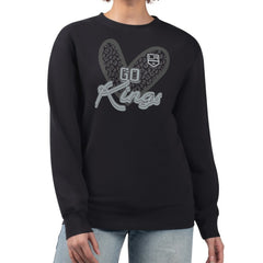 Los Angeles Kings G-III 4Her by Carl Banks Women's Animal Print Heart Fleece Pullover Sweatshirt Black