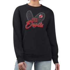 New Jersey Devils G-III 4Her by Carl Banks Women's Animal Print Heart Fleece Pullover Sweatshirt Black