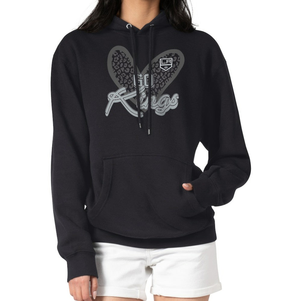 Los Angeles Kings G-III 4Her by Carl Banks Women's Animal Print Heart Fleece Pullover Hoodie Black