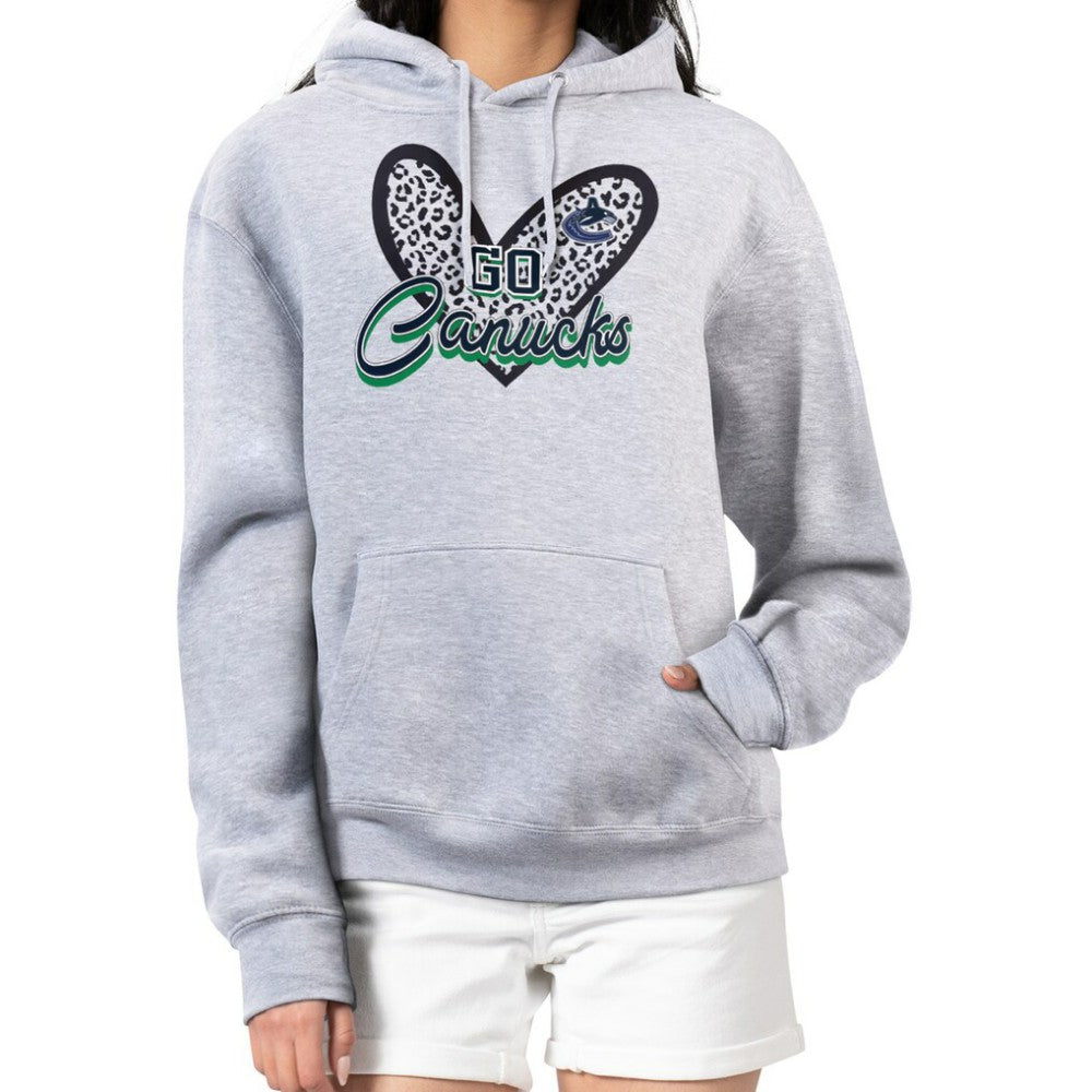 Vancouver Canucks G-III 4Her by Carl Banks Women's Animal Print Heart Fleece Pullover Hoodie Heather Gray
