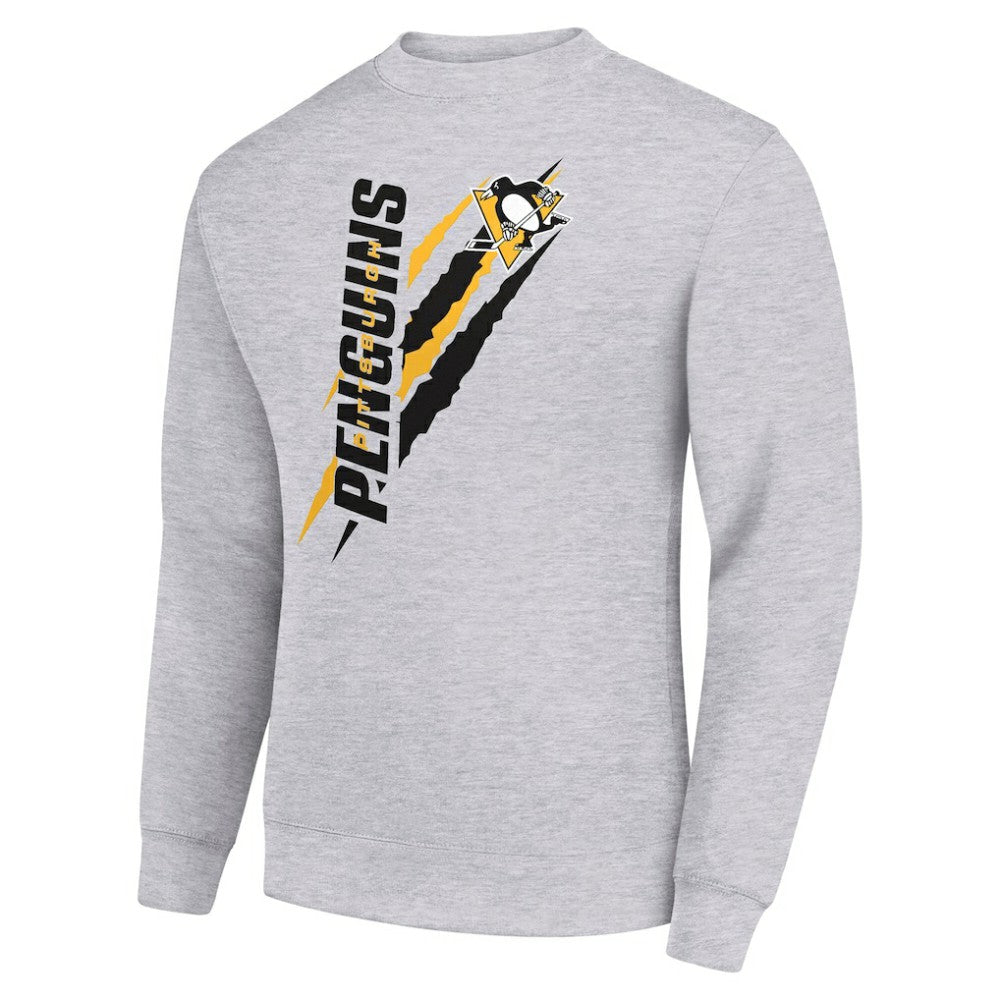 Pittsburgh Penguins Starter Color Scratch Pullover Sweatshirt Heather Gray