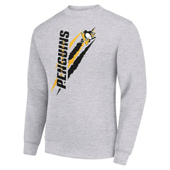 Pittsburgh Penguins Starter Color Scratch Pullover Sweatshirt Heather Gray