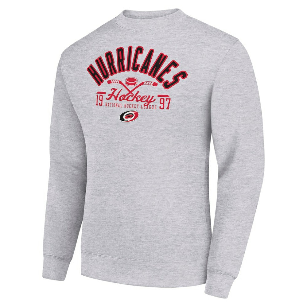 Carolina Hurricanes Starter Stick And Puck Logo Fleece Pullover Sweatshirt Heather Gray