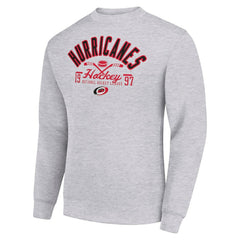 Carolina Hurricanes Starter Stick And Puck Logo Fleece Pullover Sweatshirt Heather Gray
