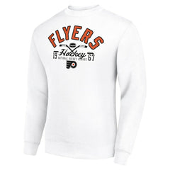 Philadelphia Flyers Starter Stick And Puck Logo Fleece Pullover Sweatshirt White