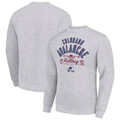 Colorado Avalanche Starter Stick And Puck Logo Fleece Pullover Sweatshirt Heather Gray