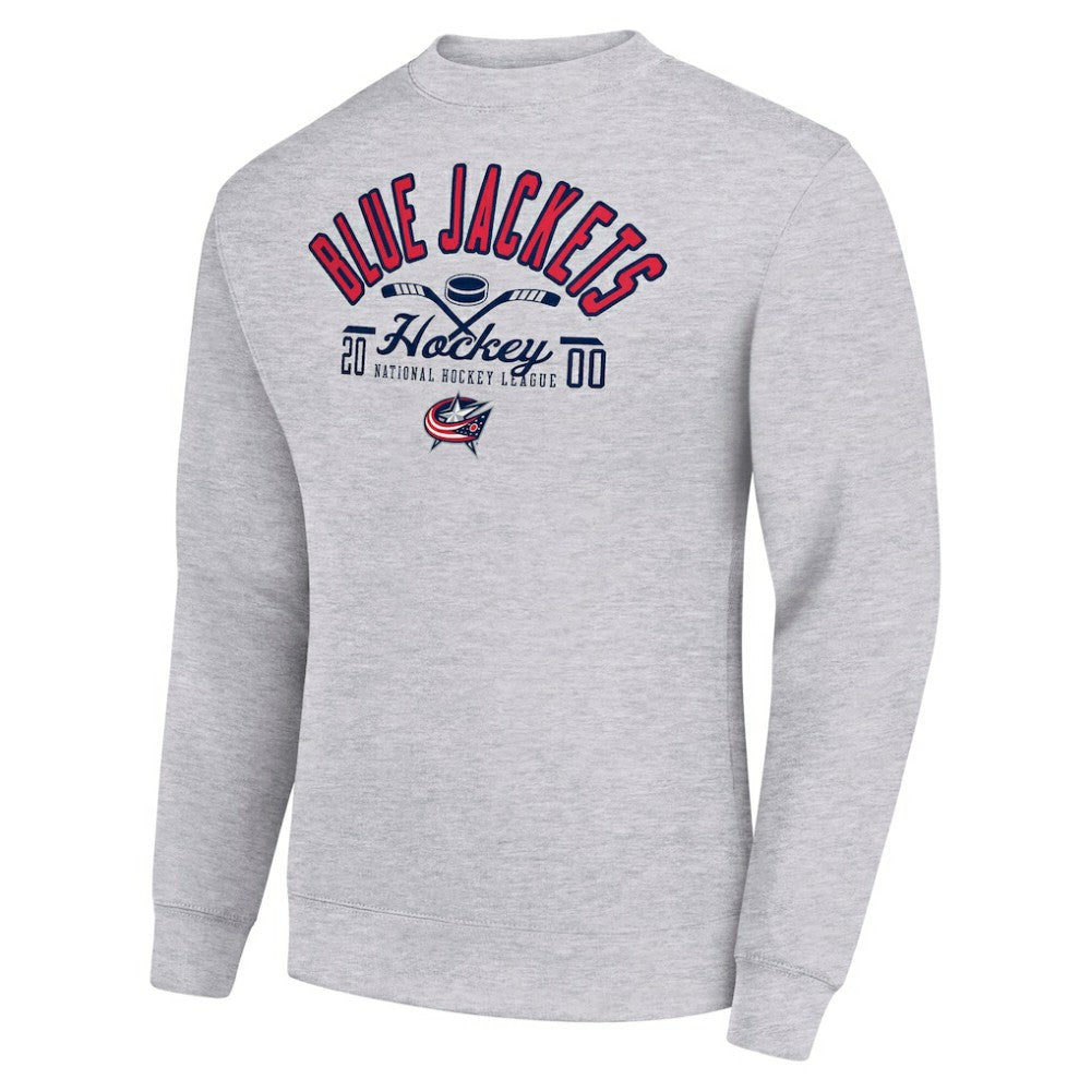 Columbus Blue Jackets Starter Stick And Puck Logo Fleece Pullover Sweatshirt Heather Gray