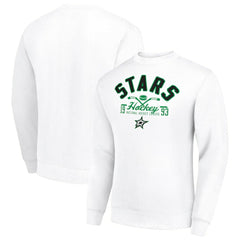 Dallas Stars Starter Stick And Puck Logo Fleece Pullover Sweatshirt White