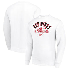 Detroit Red Wings Starter Stick And Puck Logo Fleece Pullover Sweatshirt White
