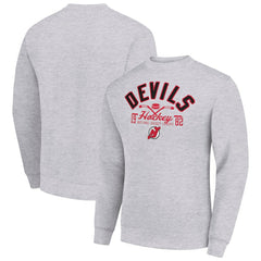 New Jersey Devils Starter Stick And Puck Logo Fleece Pullover Sweatshirt Heather Gray