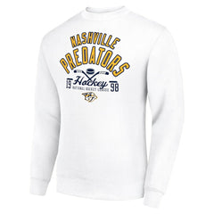 Nashville Predators Starter Stick And Puck Logo Fleece Pullover Sweatshirt White