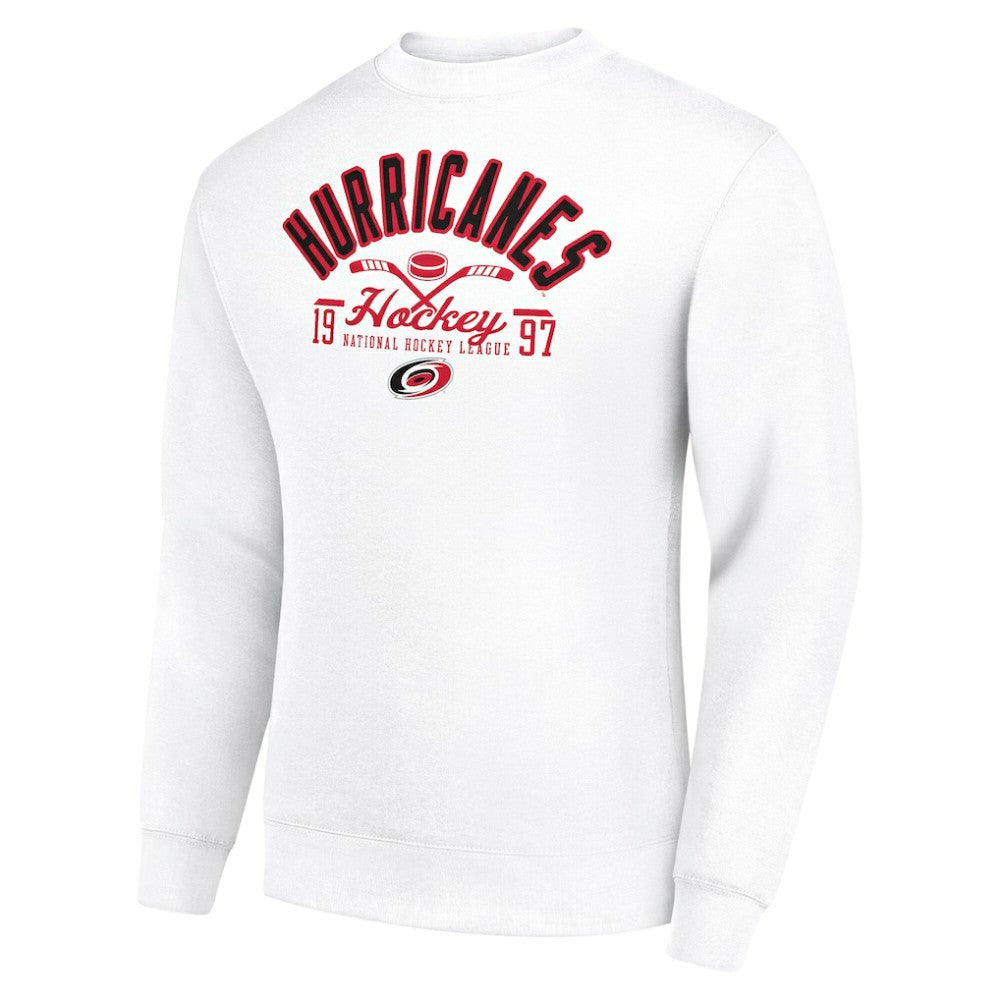 Carolina Hurricanes Starter Stick And Puck Logo Fleece Pullover Sweatshirt White